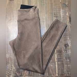 Spanx Womens Pull On Faux Suede Leggings Small Brown Slimming Shaping High Waist